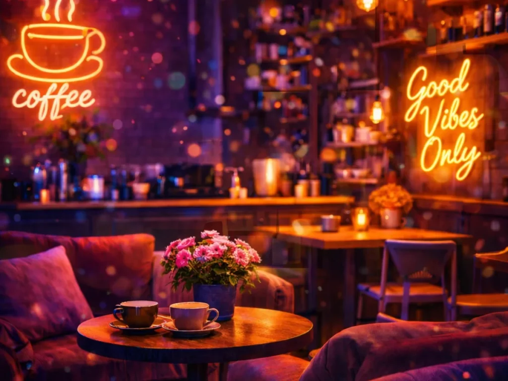 Neon lights for cafe